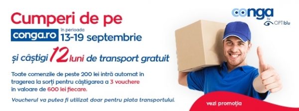 Cumperi de pe Conga.ro si castigi 12 luni de Transport Gratuit.
