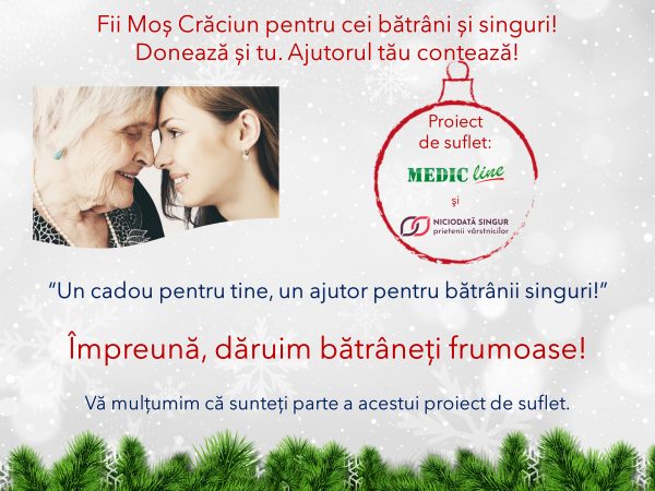 Un cadou pentru tine, un ajutor pentru bătrânii singuri! Donează și tu! Ajutorul tău contează!