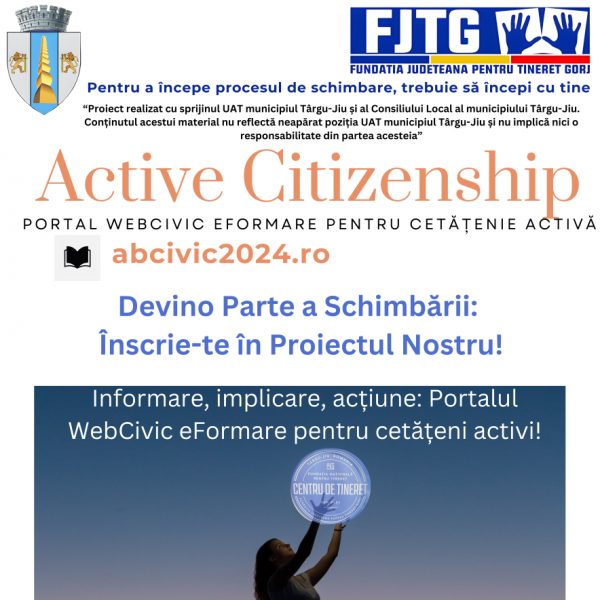  Fundația Județeană pentru Tineret Gorj lansează platforma online Portal WebCivic eFormare, dedicată cetățeniei active
