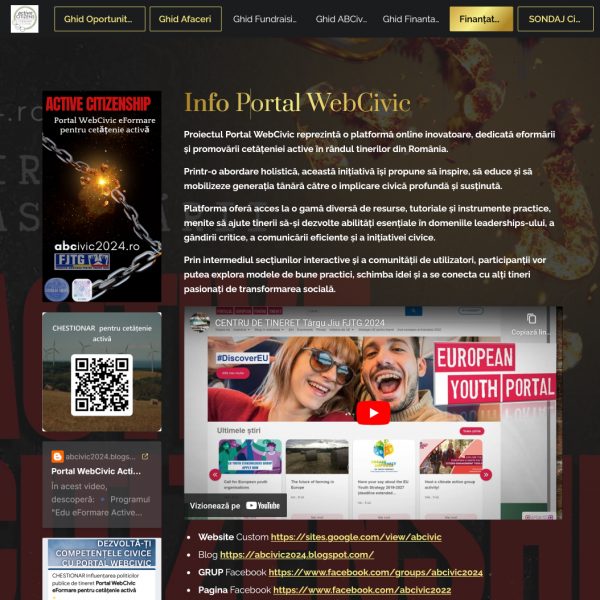 Lansarea Platformei Digitale WebCivic eFormare – Un Instrument Strategic pentru Dezvoltarea Cetățeniei Active în Rândul Tinerilor din  Târgu-Jiu