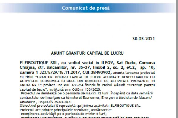  ANUNT GRANTURI CAPITAL DE LUCRU 