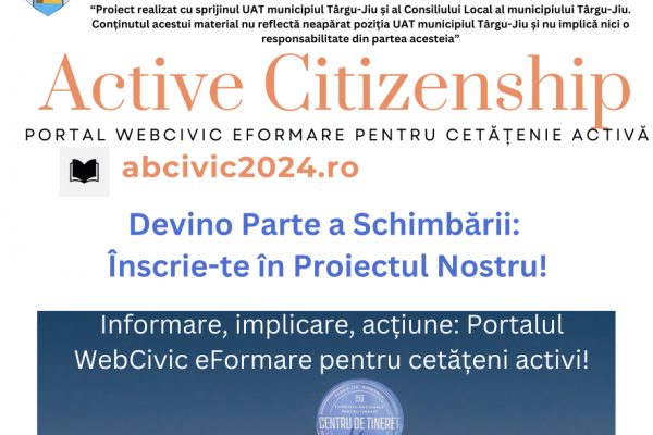  Fundația Județeană pentru Tineret Gorj lansează platforma online Portal WebCivic eFormare, dedicată cetățeniei active