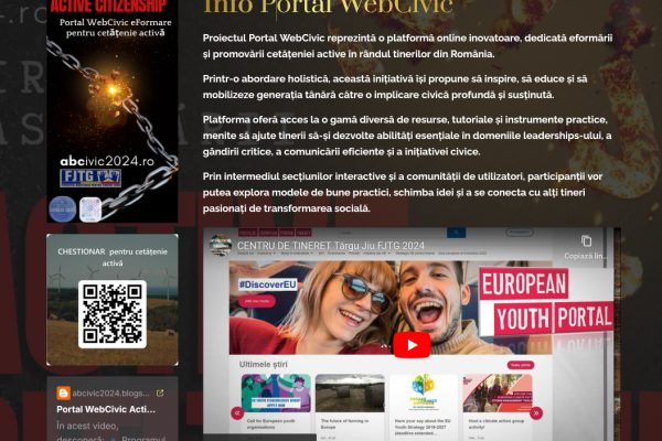 Lansarea Platformei Digitale WebCivic eFormare – Un Instrument Strategic pentru Dezvoltarea Cetățeniei Active în Rândul Tinerilor din  Târgu-Jiu