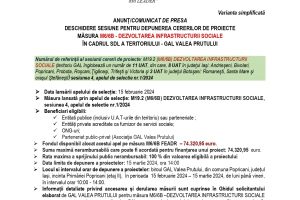 COMUNICAT DE PRESA - DESCHIDERE SESIUNE APEL M6/6B GAL VALEA PRUTULUI 